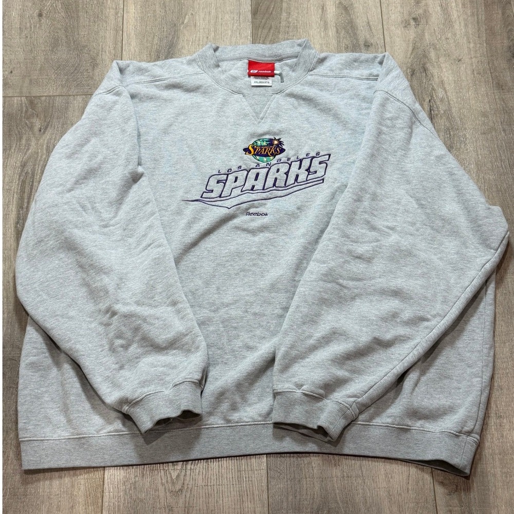 Vintage 90s Reebok Los Angeles Sparks WNBA Crewneck Gray Embroidered 2XL